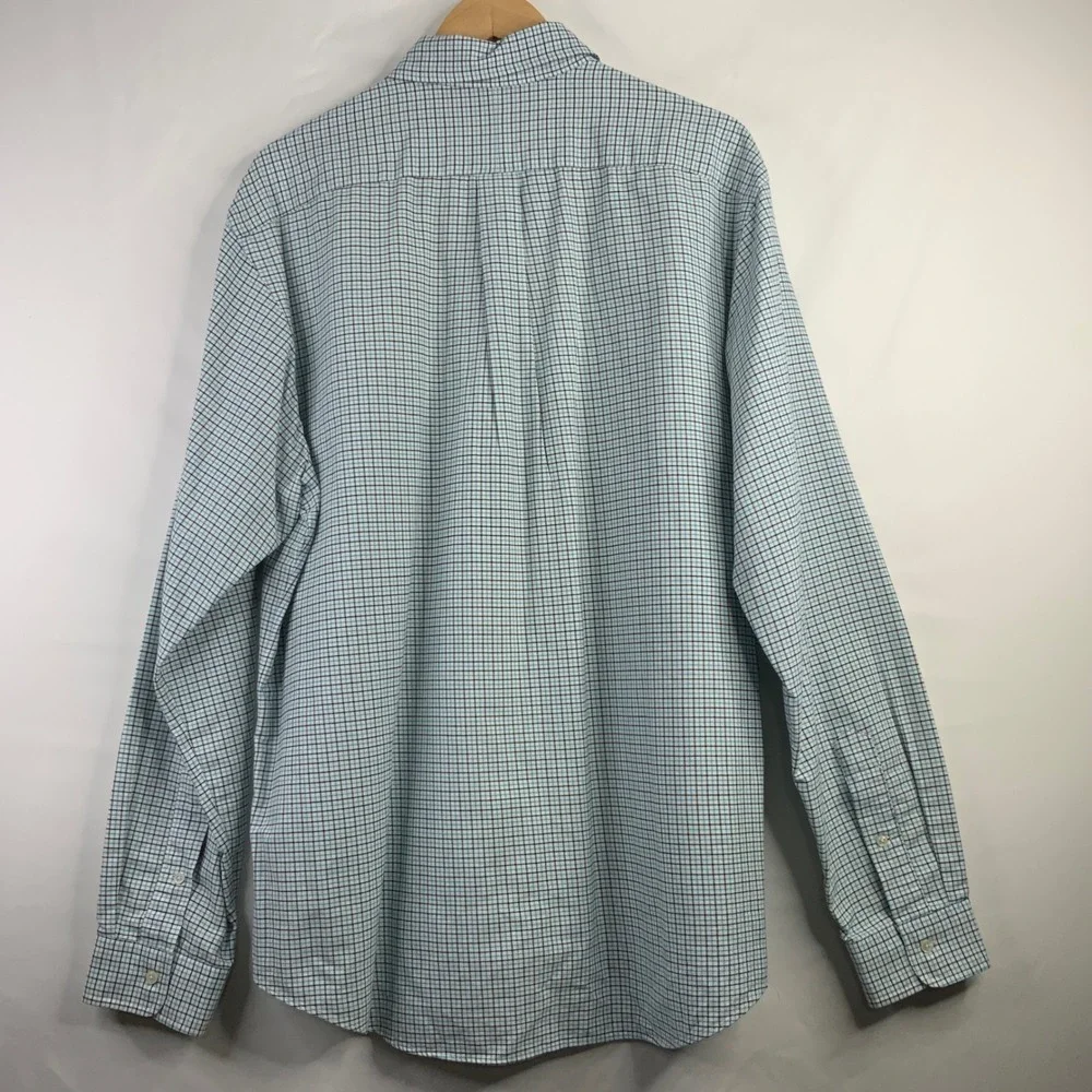 Polo Ralph Lauren Mens XXL Custom Fit Button Down Shirt Blue Micro Check Pony